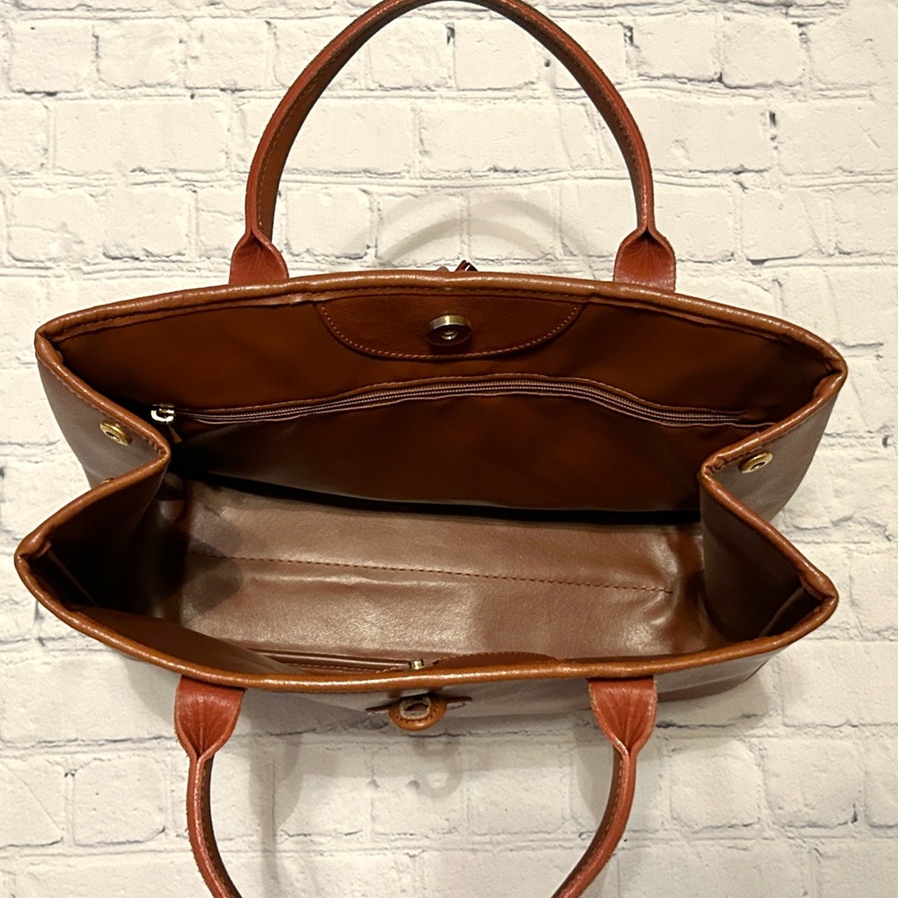 Longchamp Brown Leather Roseau Bag - Bamboo Front Clasp - Picture 8 of 14